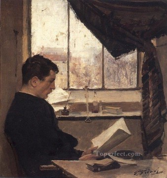 Emile Friant Painting - Autoportrait Realism Emile Friant